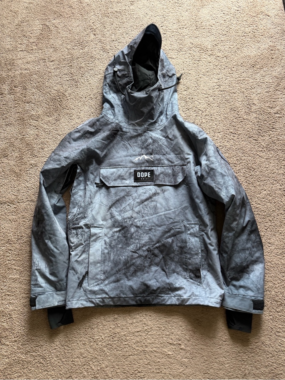 DOPE Men's Grey Hooded Anorak Pullover Jacket